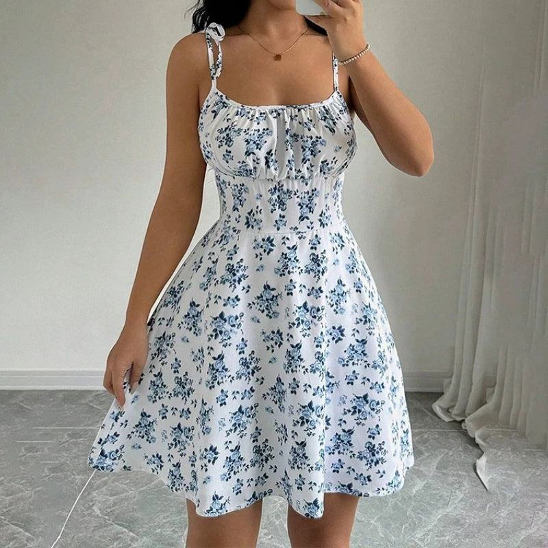 Floral Spaghetti Strap Summer Dress | Casual Beach Sundress Mini Dress for Vacation & Everyday Wear
