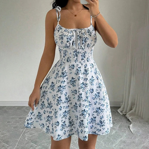 Floral Spaghetti Strap Summer Dress | Casual Beach Sundress Mini Dress for Vacation & Everyday Wear