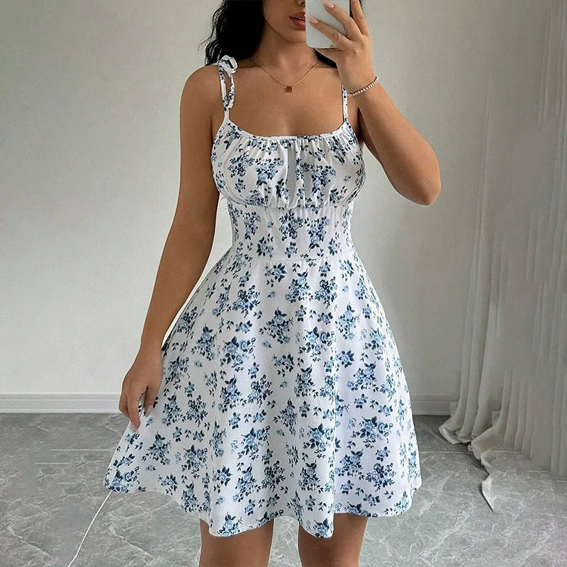 Floral Spaghetti Strap Summer Dress | Casual Beach Sundress Mini Dress for Vacation & Everyday Wear