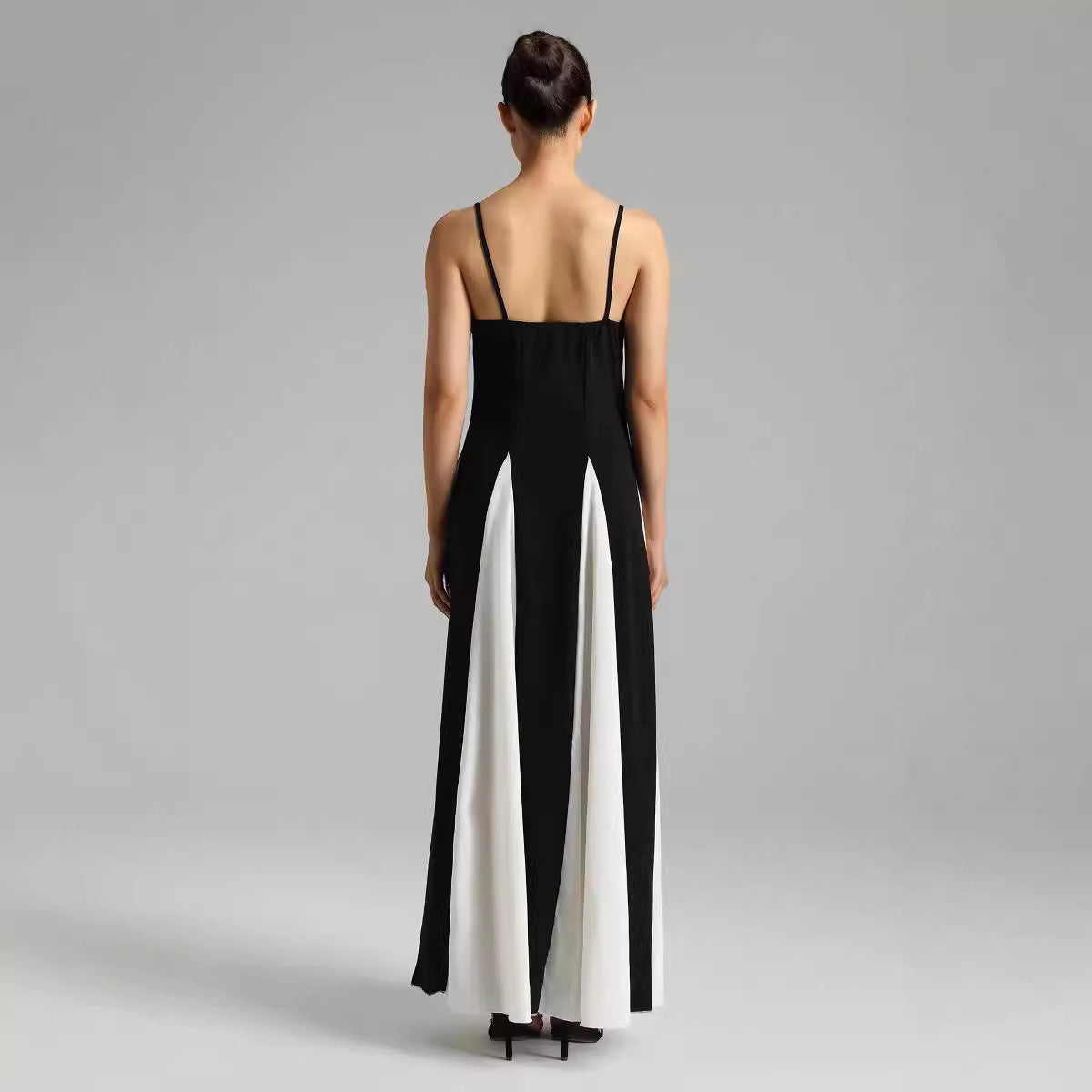 Women's Color Block Spaghetti Strap Maxi Dress – Casual Loose-Fit Vacation & Summer Beach Dress