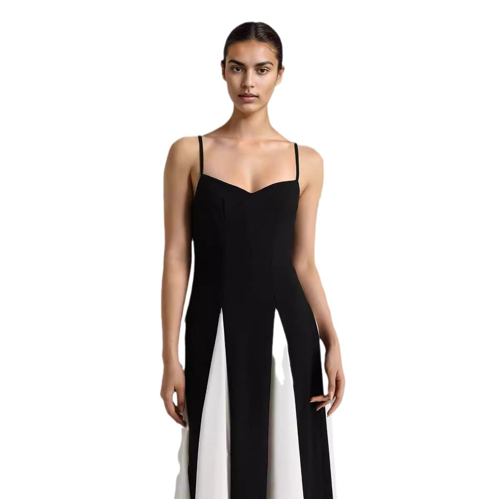 Women's Color Block Spaghetti Strap Maxi Dress – Casual Loose-Fit Vacation & Summer Beach Dress