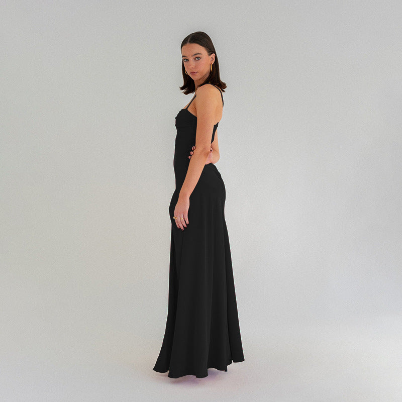 Women's Elegant Spaghetti Strap Maxi Dress – Sleeveless Side Split Bodycon Evening & Party Dress