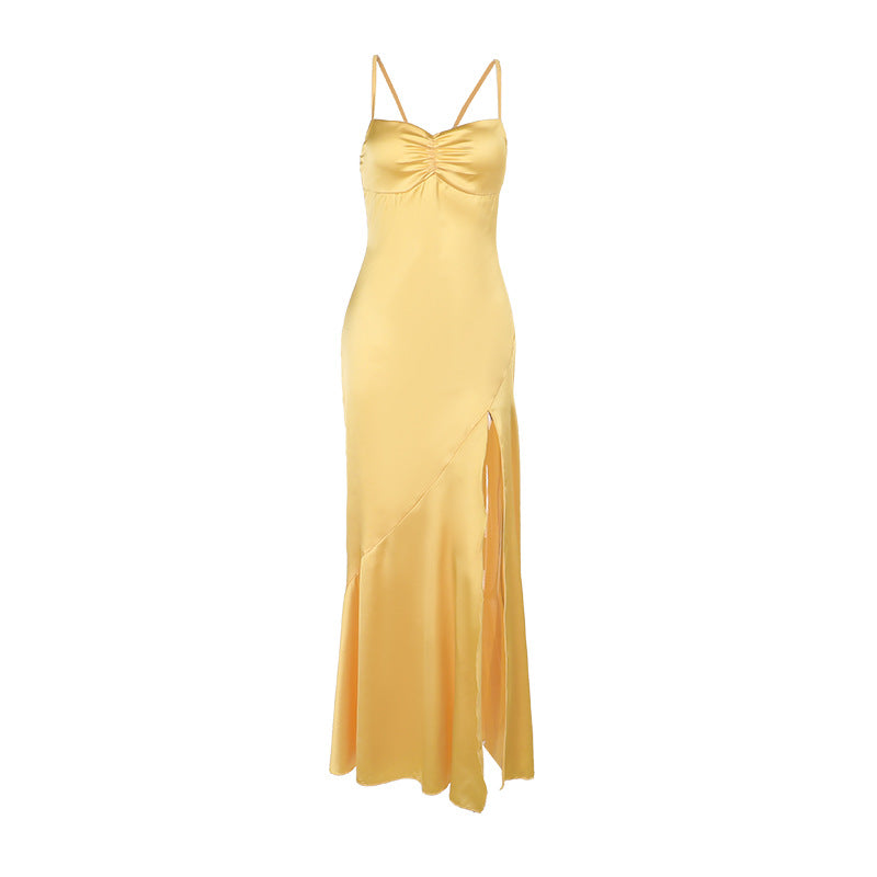 Women's Elegant Spaghetti Strap Maxi Dress – Sleeveless Side Split Bodycon Evening & Party Dress