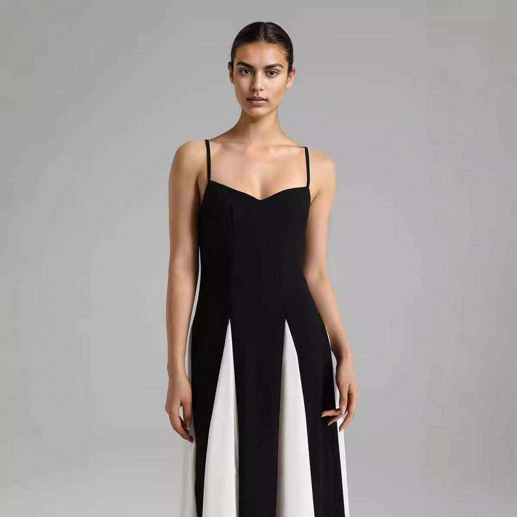 Women's Color Block Spaghetti Strap Maxi Dress – Casual Loose-Fit Vacation & Summer Beach Dress