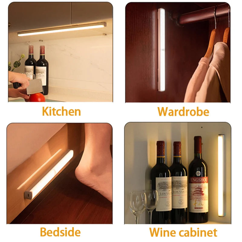 Wireless LED Motion Sensor Night Light – USB-C Rechargeable Cabinet, Closet, Stair & Kitchen Under Cabinet Lamp