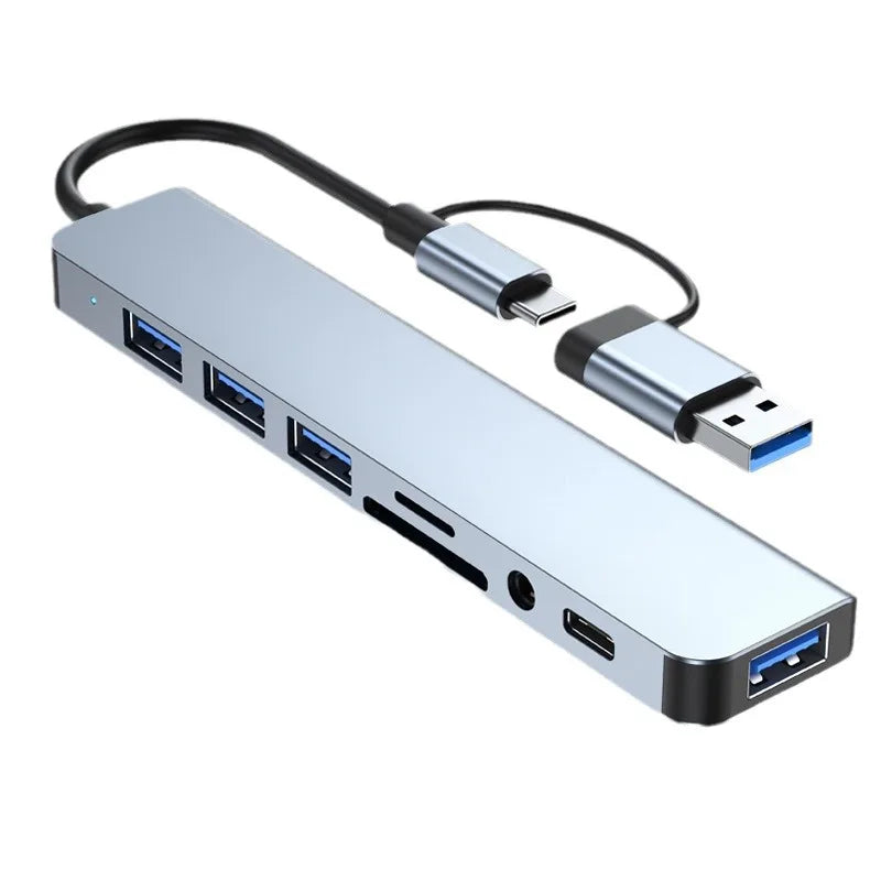 8-in-1 USB-C Hub Adapter | HDMI, USB 3.0, SD/TF Card Reader, 3.5mm Audio & USB-C Dock for Laptop, MacBook, Tablet & Phone