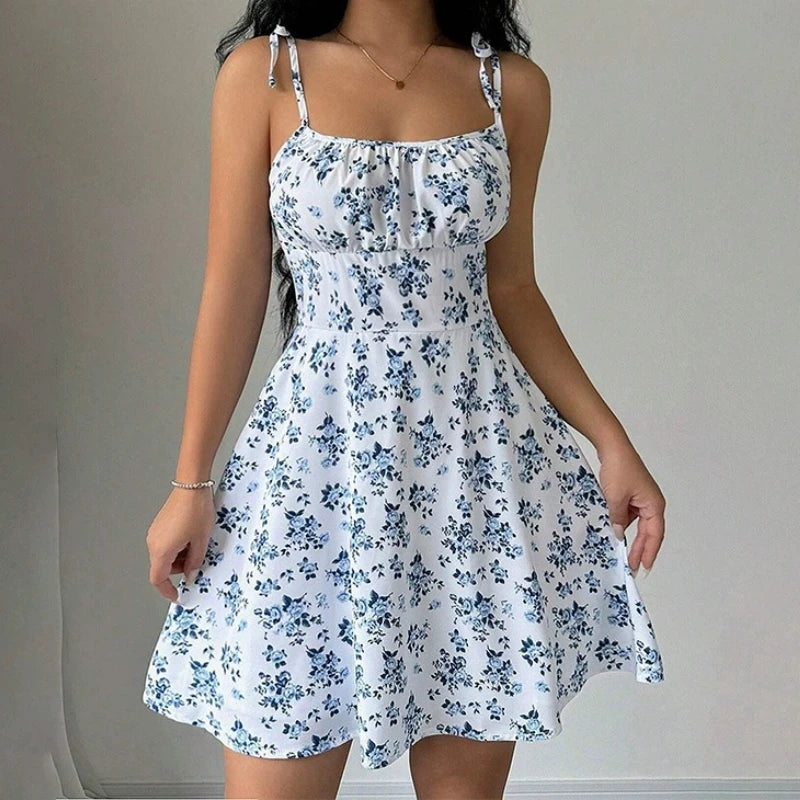 Floral Spaghetti Strap Summer Dress | Casual Beach Sundress Mini Dress for Vacation & Everyday Wear