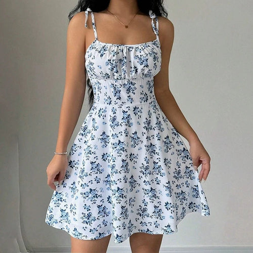 Floral Spaghetti Strap Summer Dress | Casual Beach Sundress Mini Dress for Vacation & Everyday Wear