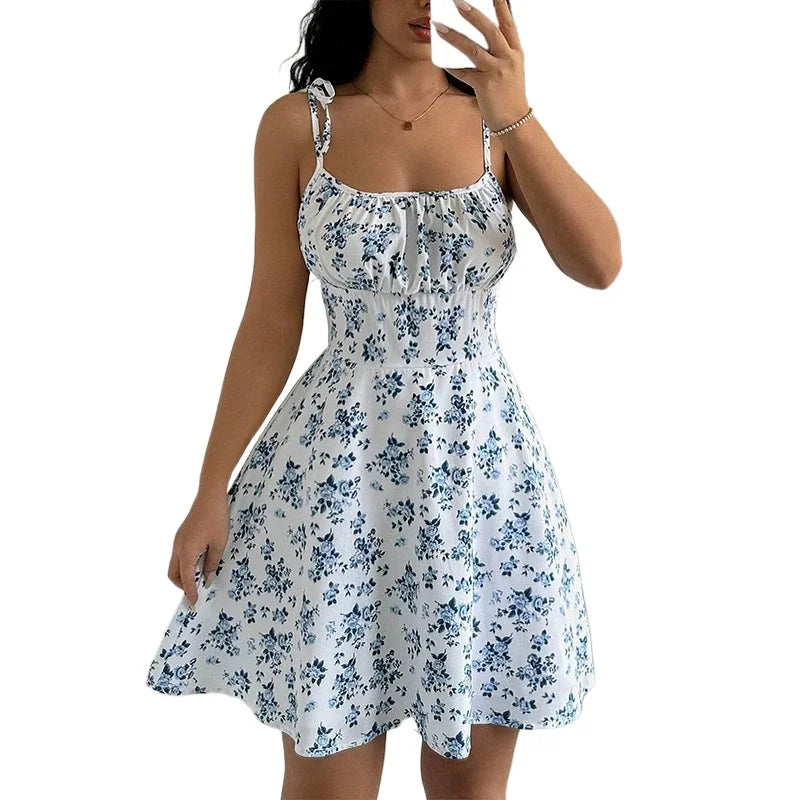 Floral Spaghetti Strap Summer Dress | Casual Beach Sundress Mini Dress for Vacation & Everyday Wear